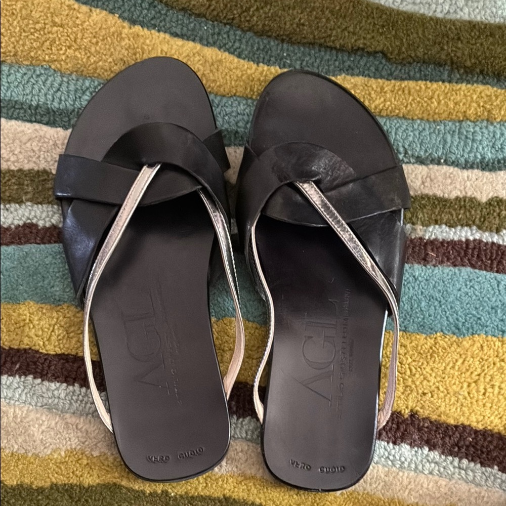 Attilio Giusti Leombruni Black Sandals Modern Minimalist Design size 39